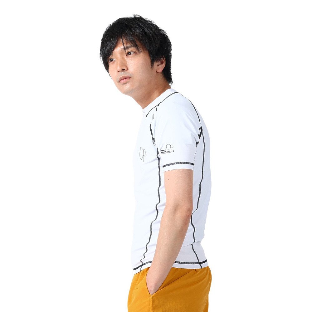 オーシャンパシフィック（Ocean Pacific）（メンズ）ラッシュガード 半袖 Tシャツ ジップアップ UVカット UPF50+ 紫外線対策 513483WHT