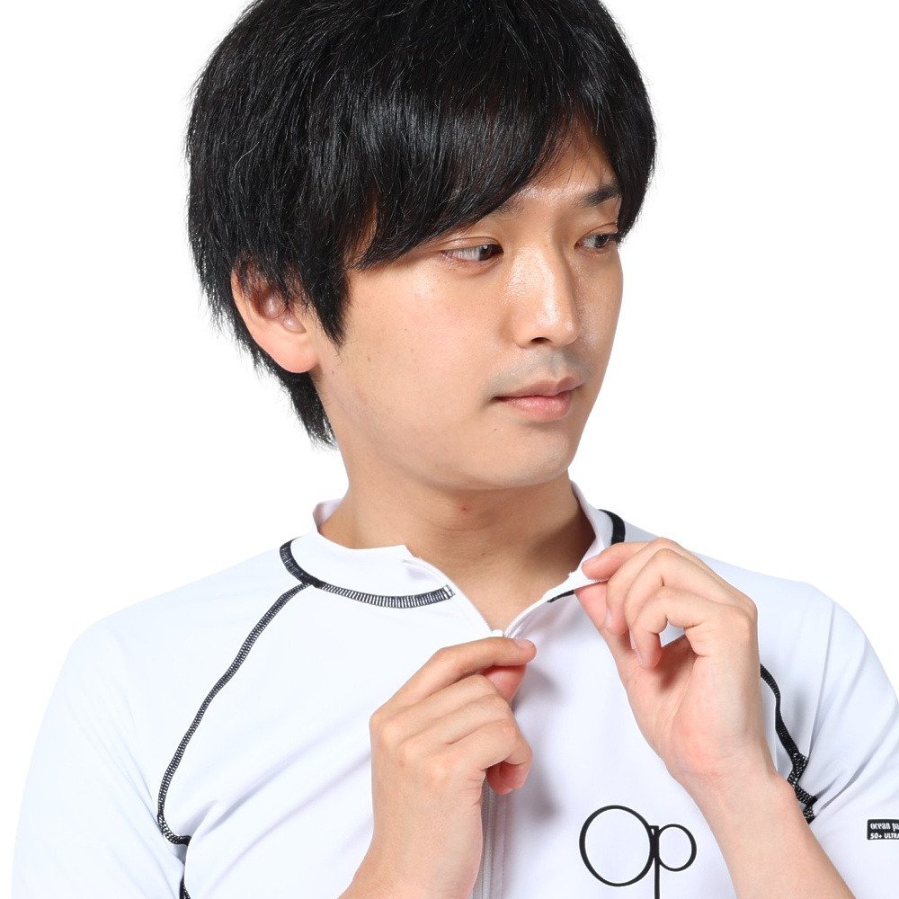オーシャンパシフィック（Ocean Pacific）（メンズ）ラッシュガード 半袖 Tシャツ ジップアップ UVカット UPF50+ 紫外線対策 513483WHT