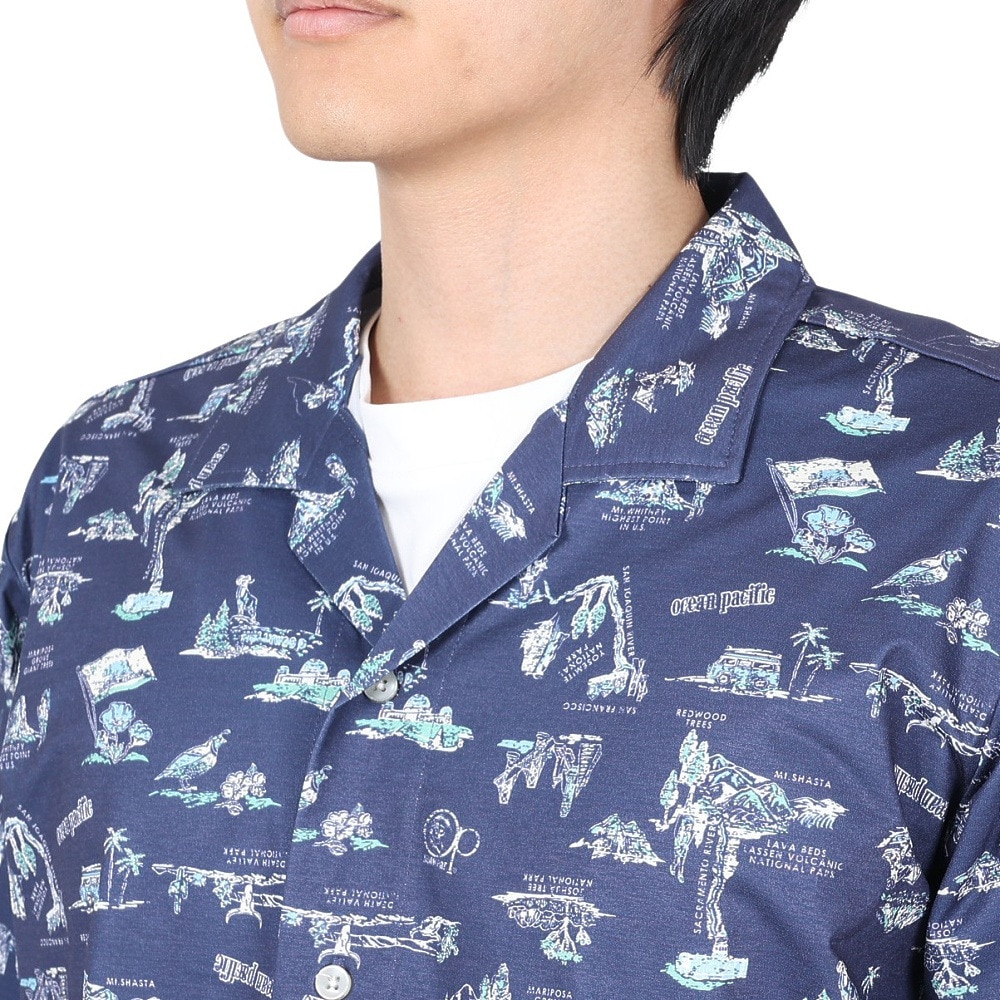 オーシャンパシフィック（Ocean Pacific）（メンズ）ラッシュガード 総柄UVシャツ 510491NVY