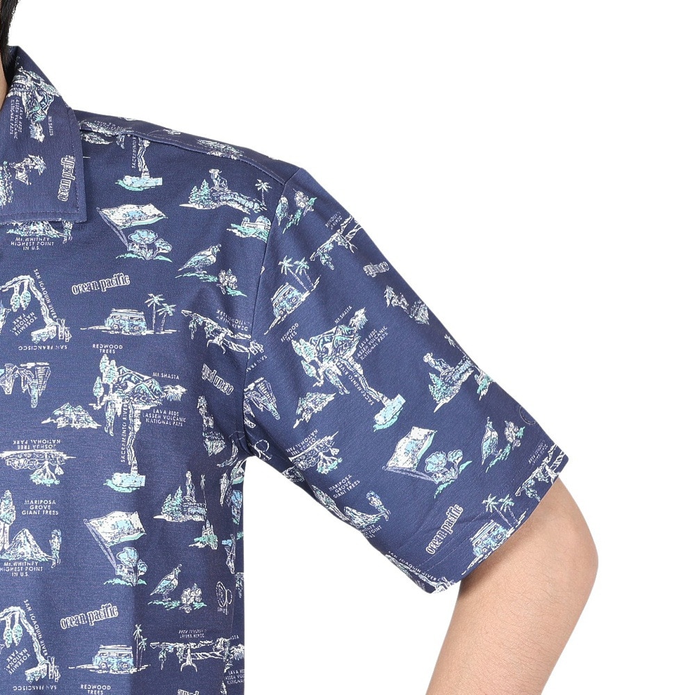 オーシャンパシフィック（Ocean Pacific）（メンズ）ラッシュガード 総柄UVシャツ 510491NVY