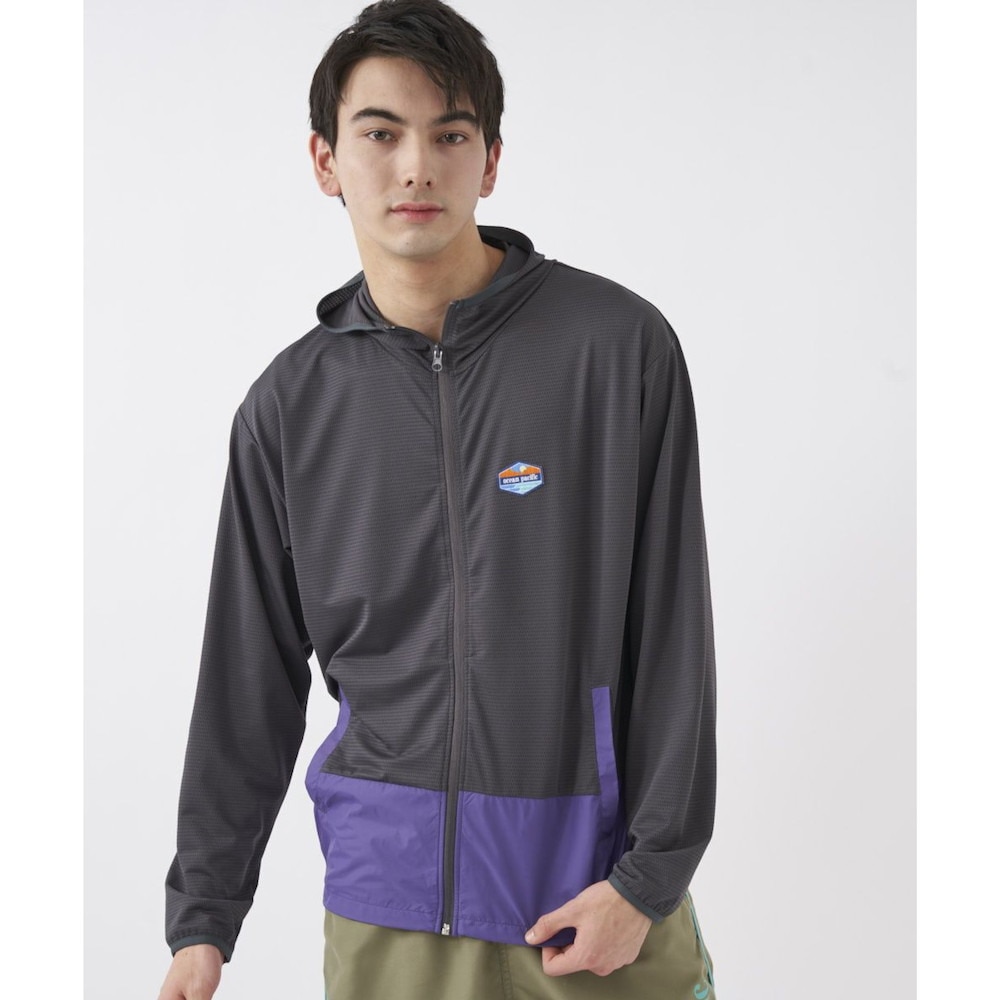 オーシャンパシフィック（Ocean Pacific）（メンズ）ラッシュガード 長袖 パーカー UVカット バイカラー 512461 BLK