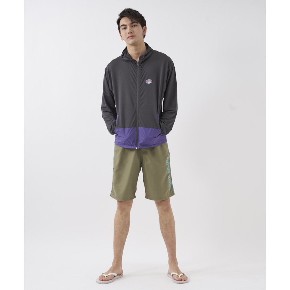オーシャンパシフィック（Ocean Pacific）（メンズ）ラッシュガード 長袖 パーカー UVカット バイカラー 512461 BLK