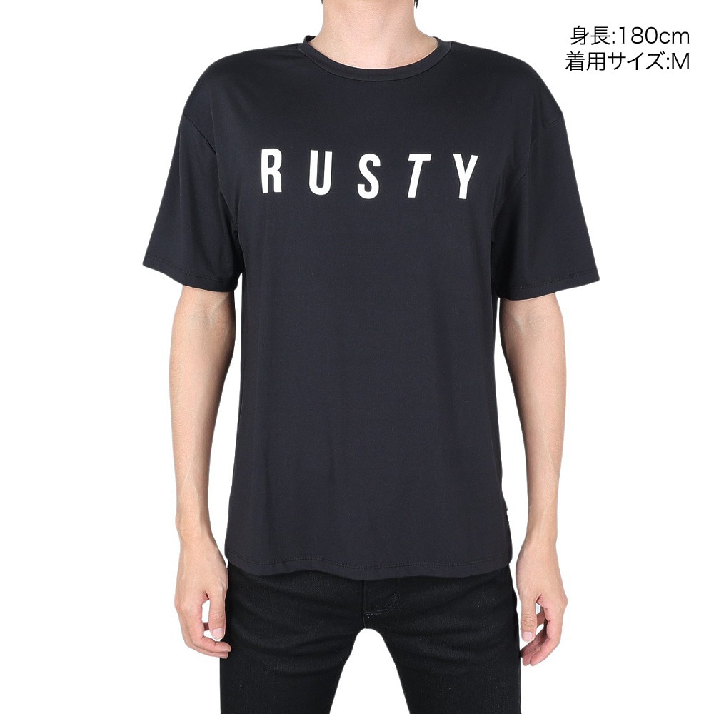 ラスティ（RUSTY）（メンズ）ラッシュガード 半袖Tシャツ 912464BLK ブラック 水陸両用 UVカット 紫外線対策