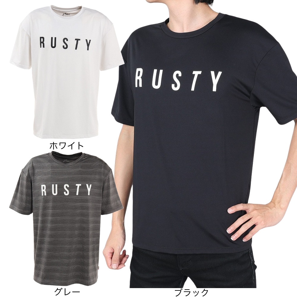 ラスティ（RUSTY）（メンズ）ラッシュガード 半袖Tシャツ 912464GRY グレー ボーダー 水陸両用 UVカット 紫外線対策