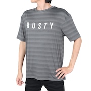 ラスティ（RUSTY）（メンズ）ラッシュガード 半袖Tシャツ 912464GRY グレー ボーダー 水陸両用 UVカット 紫外線対策