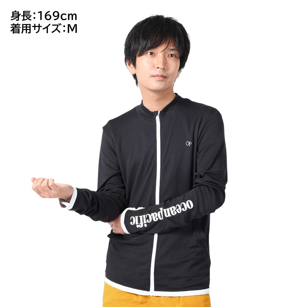 オーシャンパシフィック（Ocean Pacific）（メンズ）ラッシュガード 長袖 ジップアップ ジャージ UVカット 紫外線対策 接触冷感 513460BLK ブラック