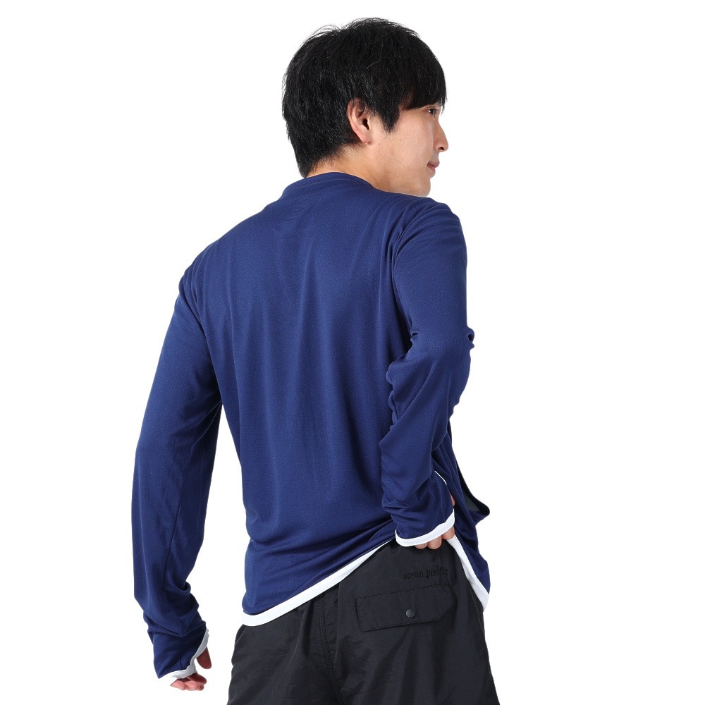 オーシャンパシフィック（Ocean Pacific）（メンズ）ラッシュガード 長袖 ジップアップ ジャージ UVカット 紫外線対策 接触冷感 513460NVY ネイビー