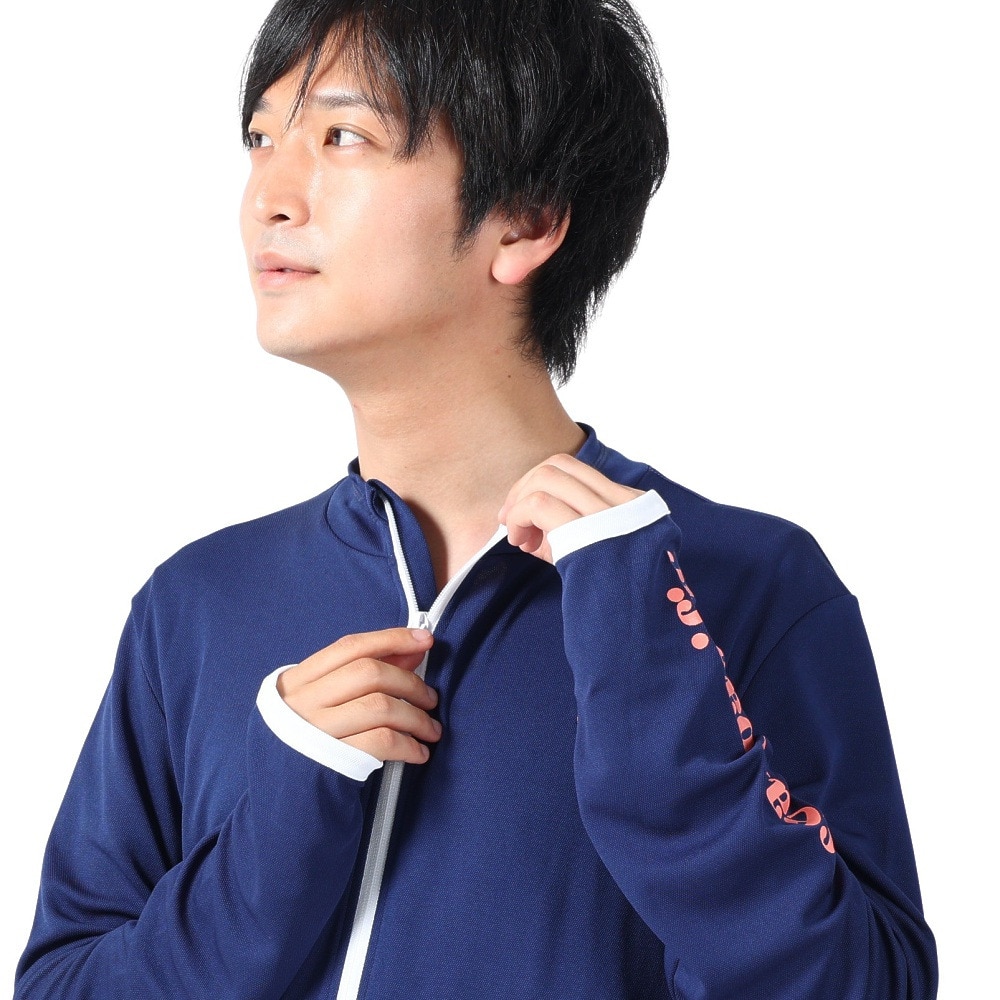 オーシャンパシフィック（Ocean Pacific）（メンズ）ラッシュガード 長袖 ジップアップ ジャージ UVカット 紫外線対策 接触冷感 513460NVY ネイビー