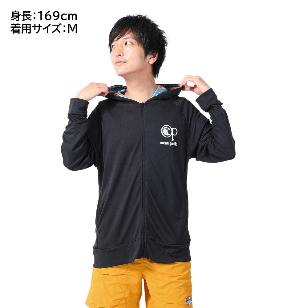 オーシャンパシフィック（Ocean Pacific）（メンズ）ラッシュガード 長袖 パーカー UVカット 紫外線対策 接触冷感 513461BLK ブラック