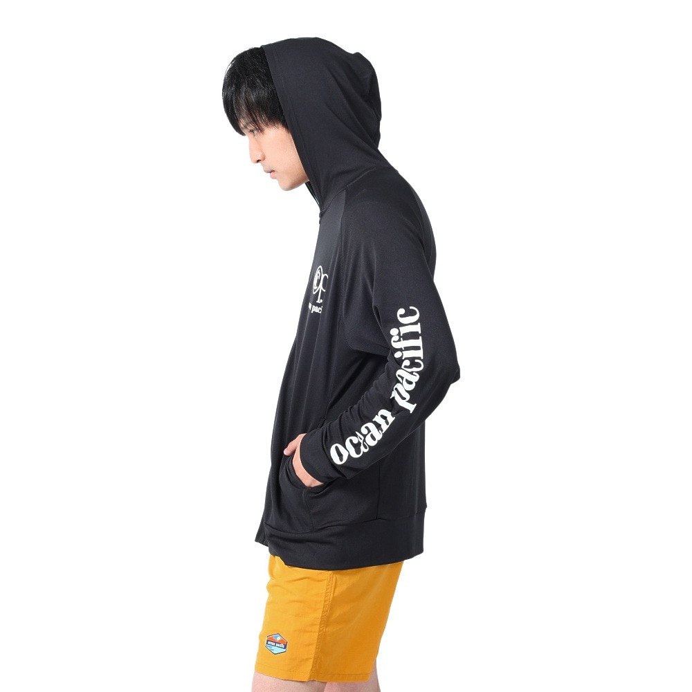 オーシャンパシフィック（Ocean Pacific）（メンズ）ラッシュガード 長袖 パーカー UVカット 紫外線対策 接触冷感 513461BLK ブラック