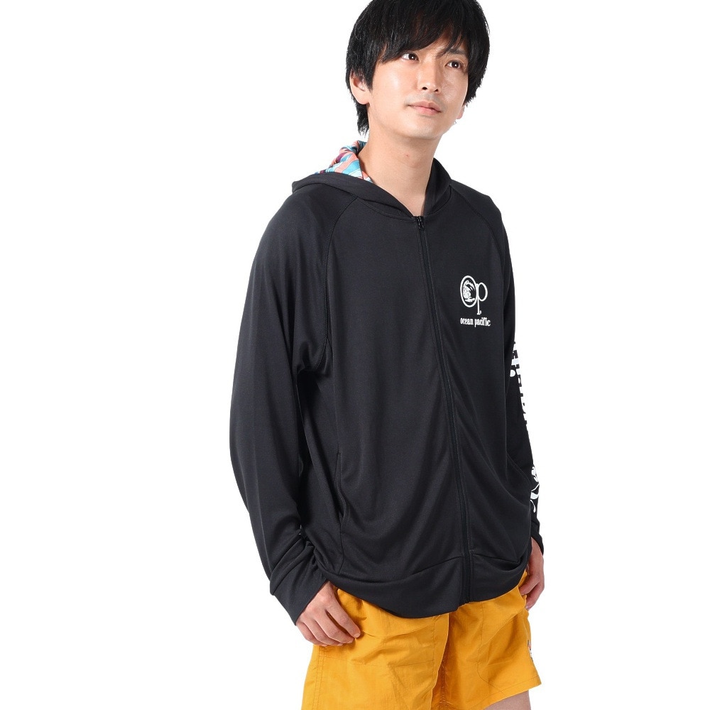 オーシャンパシフィック（Ocean Pacific）（メンズ）ラッシュガード 長袖 パーカー UVカット 紫外線対策 接触冷感 513461BLK ブラック