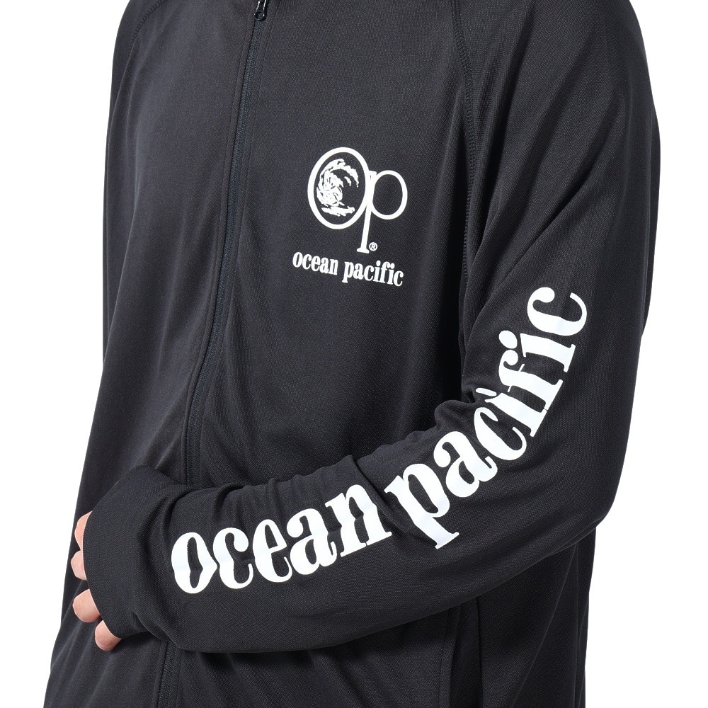 オーシャンパシフィック（Ocean Pacific）（メンズ）ラッシュガード 長袖 パーカー UVカット 紫外線対策 接触冷感 513461BLK ブラック