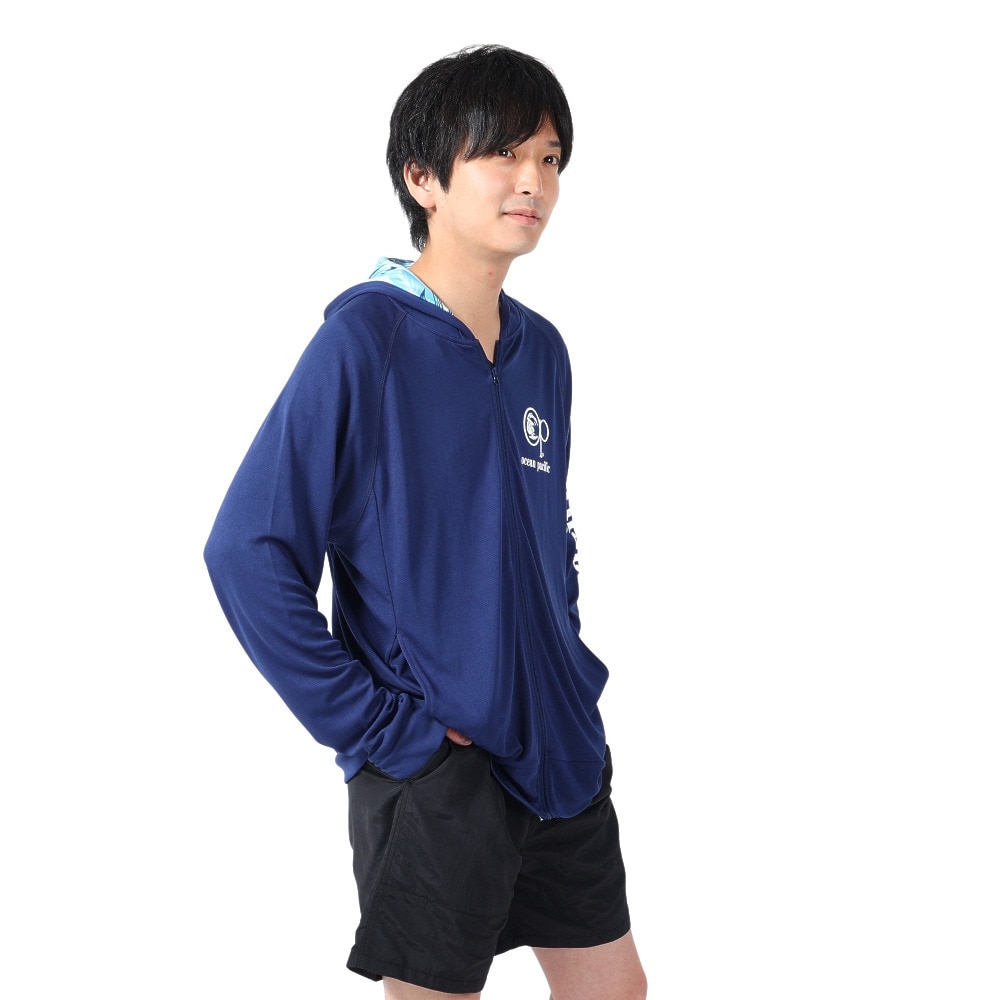 オーシャンパシフィック（Ocean Pacific）（メンズ）ラッシュガード 長袖 パーカー UVカット 紫外線対策 接触冷感 513461NVY ネイビー