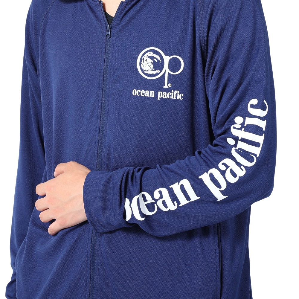 オーシャンパシフィック（Ocean Pacific）（メンズ）ラッシュガード 長袖 パーカー UVカット 紫外線対策 接触冷感 513461NVY ネイビー