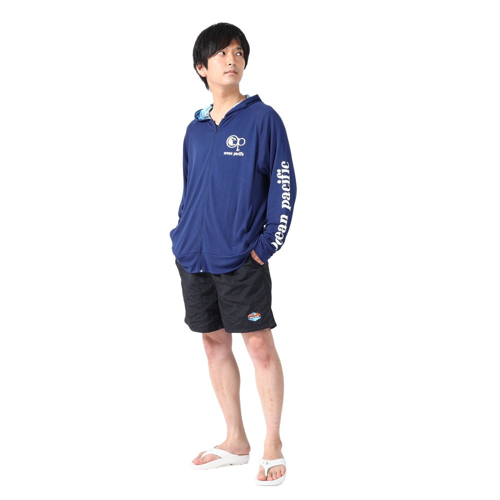 オーシャンパシフィック（Ocean Pacific）（メンズ）ラッシュガード 長袖 パーカー UVカット 紫外線対策 接触冷感 513461NVY ネイビー