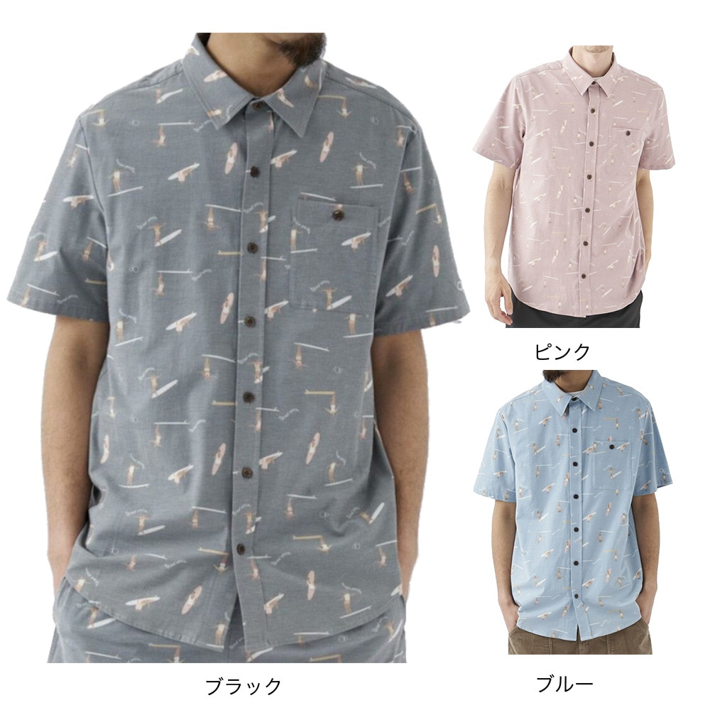 オーシャンパシフィック（Ocean Pacific）（メンズ）ラッシュガード 半袖 シャツ UVカット 総柄 ブラック 512467-BLK