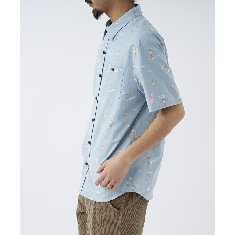 オーシャンパシフィック（Ocean Pacific）（メンズ）ラッシュガード 半袖 シャツ UVカット 総柄 ブルー 512467-BLU