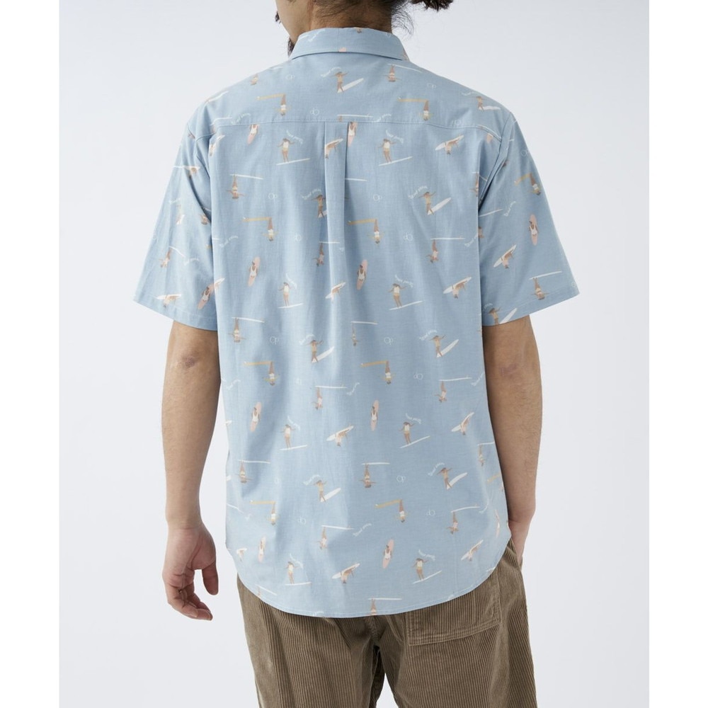 オーシャンパシフィック（Ocean Pacific）（メンズ）ラッシュガード 半袖 シャツ UVカット 総柄 ブルー 512467-BLU