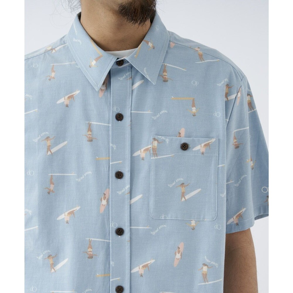 オーシャンパシフィック（Ocean Pacific）（メンズ）ラッシュガード 半袖 シャツ UVカット 総柄 ブルー 512467-BLU
