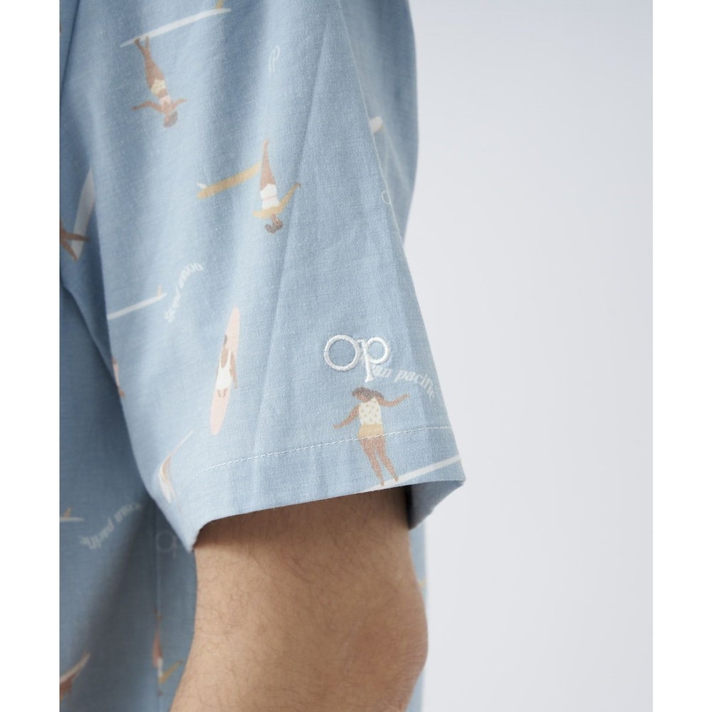 オーシャンパシフィック（Ocean Pacific）（メンズ）ラッシュガード 半袖 シャツ UVカット 総柄 ブルー 512467-BLU