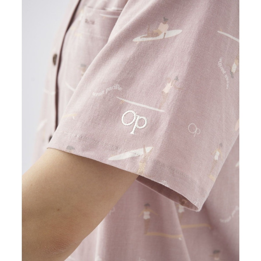 オーシャンパシフィック（Ocean Pacific）（メンズ）ラッシュガード 半袖 シャツ UVカット 総柄 ピンク 512467-PNK