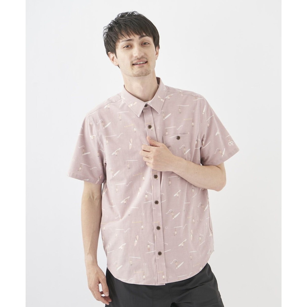 オーシャンパシフィック（Ocean Pacific）（メンズ）ラッシュガード 半袖 シャツ UVカット 総柄 ピンク 512467-PNK