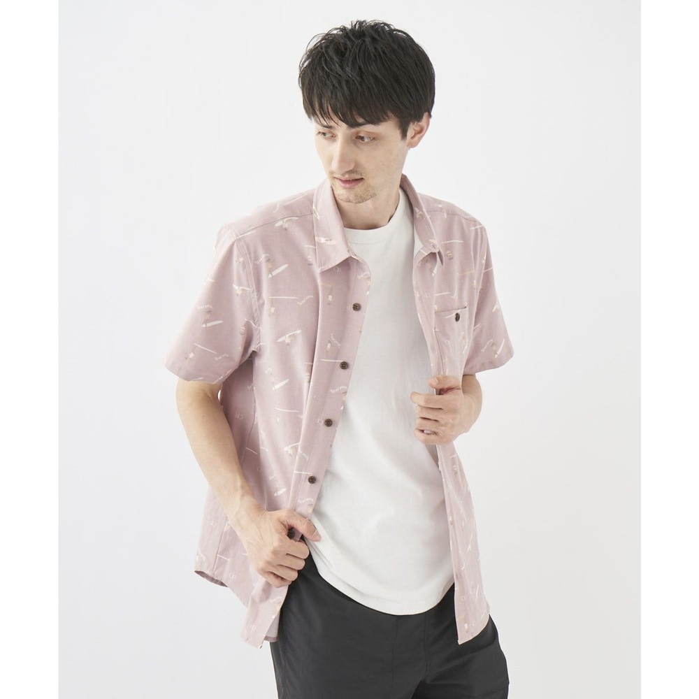 オーシャンパシフィック（Ocean Pacific）（メンズ）ラッシュガード 半袖 シャツ UVカット 総柄 ピンク 512467-PNK