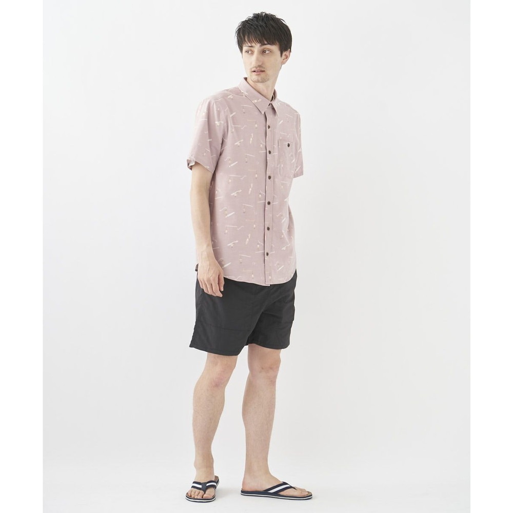 オーシャンパシフィック（Ocean Pacific）（メンズ）ラッシュガード 半袖 シャツ UVカット 総柄 ピンク 512467-PNK