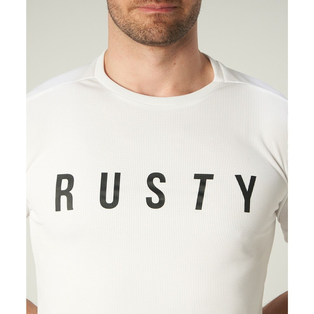 ラスティ（RUSTY）（メンズ）ラッシュガード 半袖 Tシャツ UVカット 紫外線対策 UPF50+ ホワイト 910463-WHT