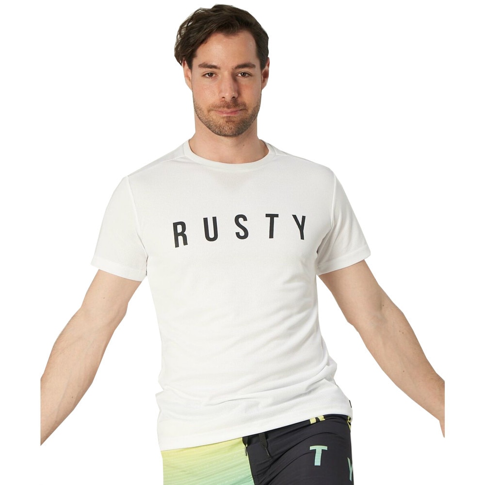 ラスティ（RUSTY）（メンズ）ラッシュガード 半袖 Tシャツ UVカット 紫外線対策 UPF50+ ホワイト 910463-WHT  マリン、ウィンタースポーツ用品はヴィクトリア