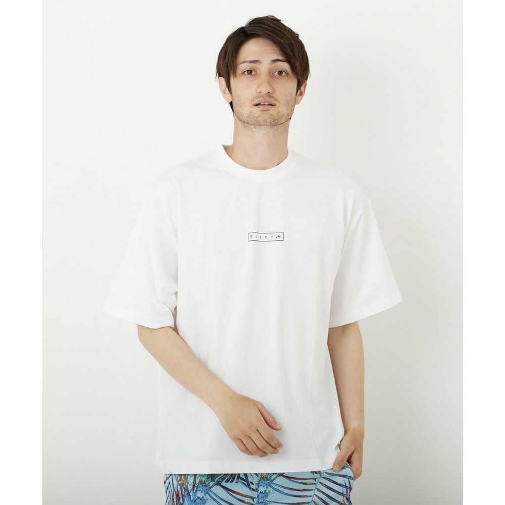 ラスティ（RUSTY）（メンズ）ラッシュガード 半袖 Tシャツ UVカット 体型カバー ホワイト 910472-WHT