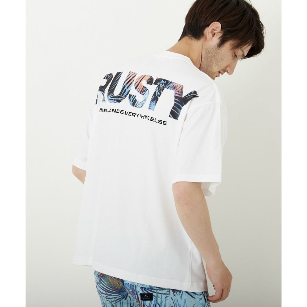 ラスティ（RUSTY）（メンズ）ラッシュガード 半袖 Tシャツ UVカット 体型カバー ホワイト 910472-WHT