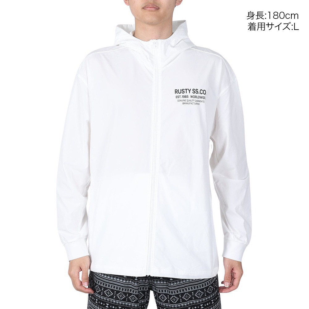 ラスティ（RUSTY）（メンズ）ラッシュガード 長袖 パーカー UVカット 水陸両用 ペアテックスパーカー 913460WHT
