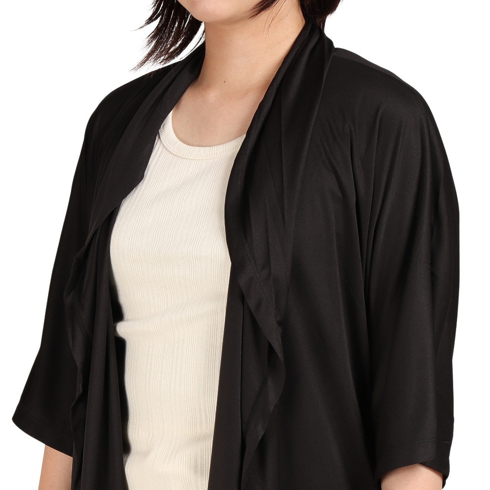 ハーレー（HURLEY）（レディース）マリン ラッシュガード カーディガン 五分丈 CARLITA KIMONO GKHZLY18-00A ブラック 体型カバー UVカット 紫外線対策 UPF50+ 長袖