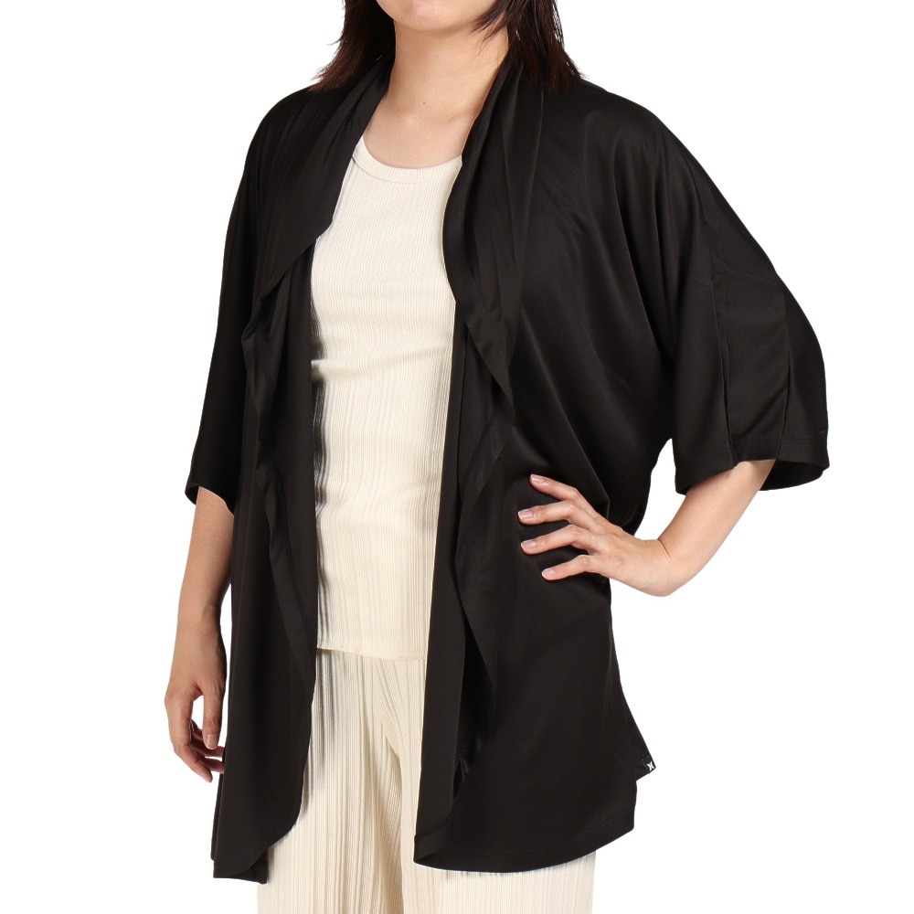 ハーレー（HURLEY）（レディース）マリン ラッシュガード カーディガン 五分丈 CARLITA KIMONO GKHZLY18-00A ブラック 体型カバー UVカット 紫外線対策 UPF50+ 長袖