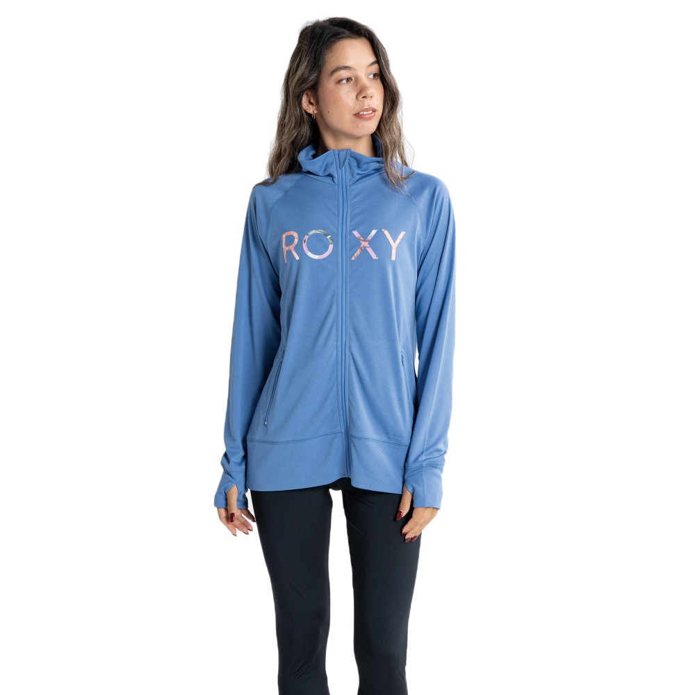 ロキシー（ROXY）（レディース）ラッシュガード 長袖 パーカー UVカット 紫外線対策 水陸両用 ブルー MERMAID LOGO STAND  RLY231029BLU マリン、ウィンタースポーツ用品はヴィクトリア