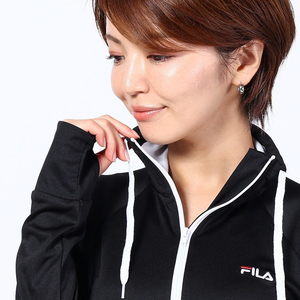 フィラ（FILA）（レディース）ラッシュガード パーカー レディース ブラック PE スムース 222721-1-BK 長袖