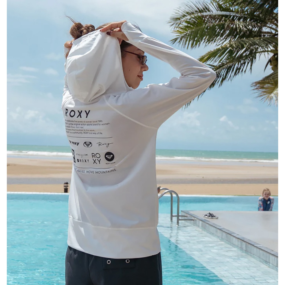 ロキシー（ROXY）（レディース）ラッシュガード 長袖 HISTORICAL LOGO HOODIE ラッシュガード 25SPRLY251032WHT