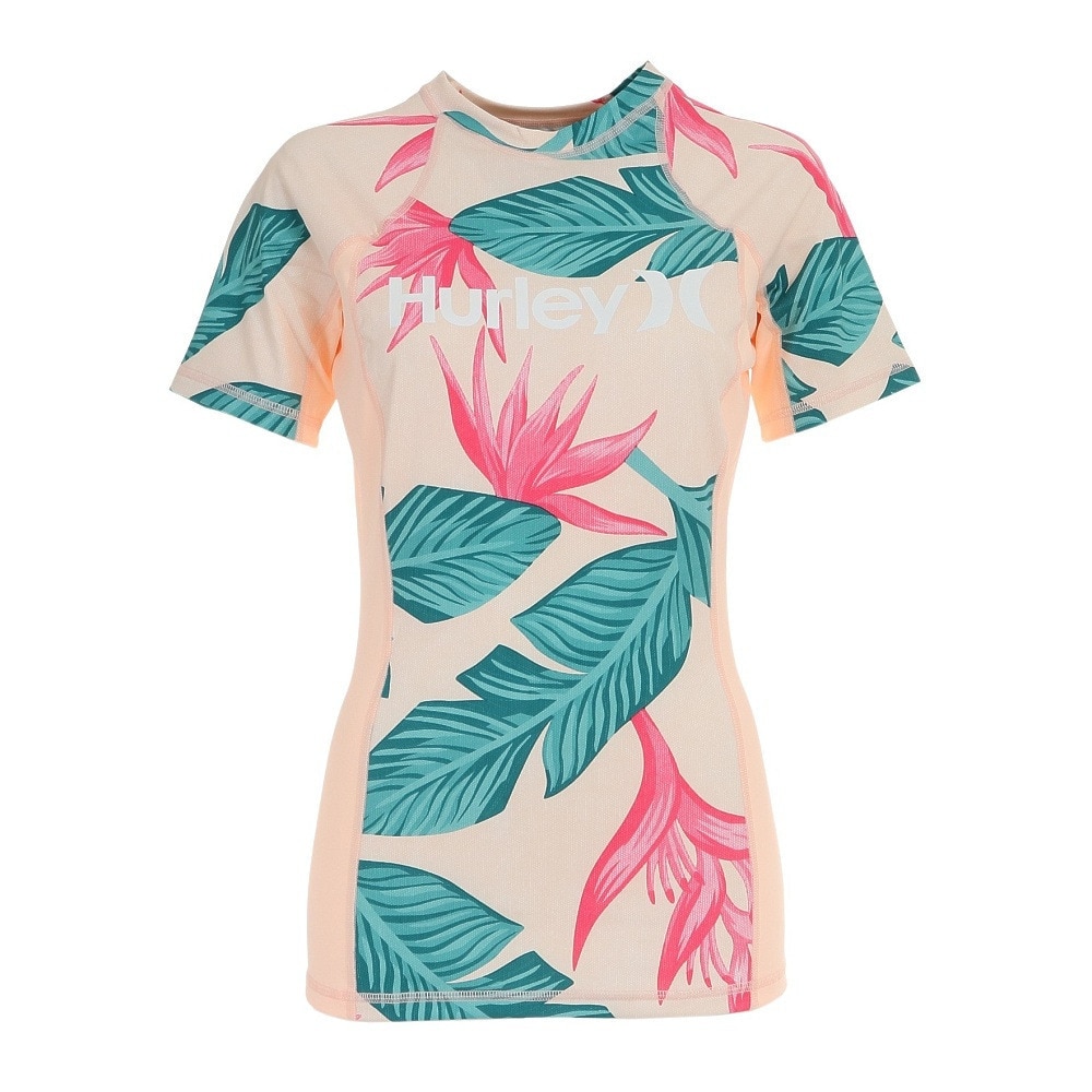 ハーレー（HURLEY）（レディース）水着 ラッシュガード 半袖 Tシャツ 水陸両用 HANOI HANOI AR1413-814 サーモンピンク
