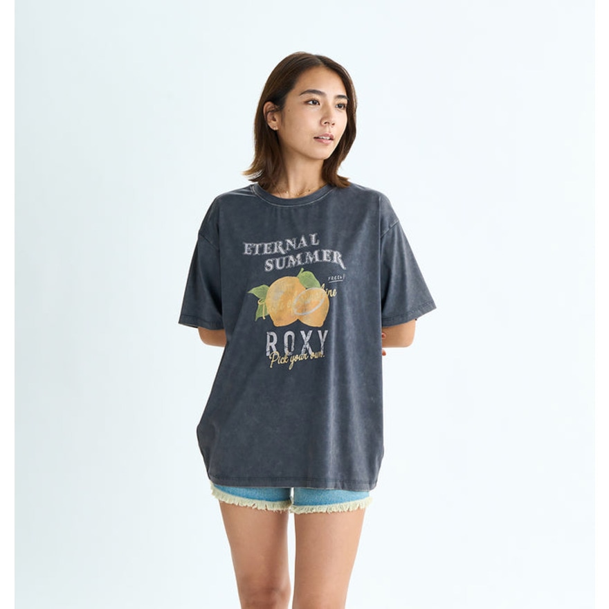 ロキシー（ROXY）（レディース）ラッシュガード 半袖Tシャツ SQUEEZE THE DAY ヴィンテージ風加工 25SURLY252019BBK