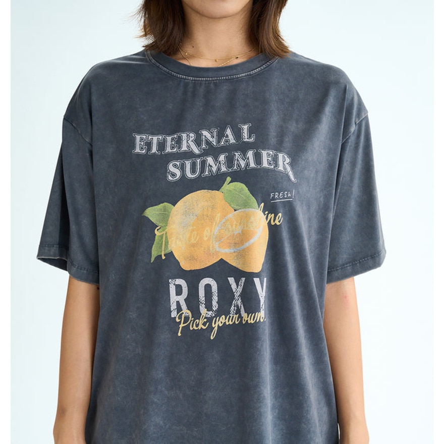 ロキシー（ROXY）（レディース）ラッシュガード 半袖Tシャツ SQUEEZE THE DAY ヴィンテージ風加工 25SURLY252019BBK