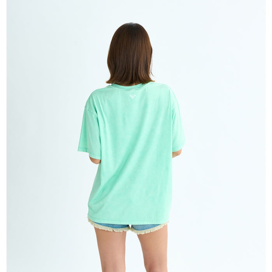 ロキシー（ROXY）（レディース）ラッシュガード 半袖Tシャツ SQUEEZE THE DAY ヴィンテージ風加工 25SURLY252019GRN