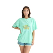 (レディース)ラッシュガード 半袖Tシャツ SQUEEZE THE DAY ヴィンテージ風加工 25SURLY252019GRN