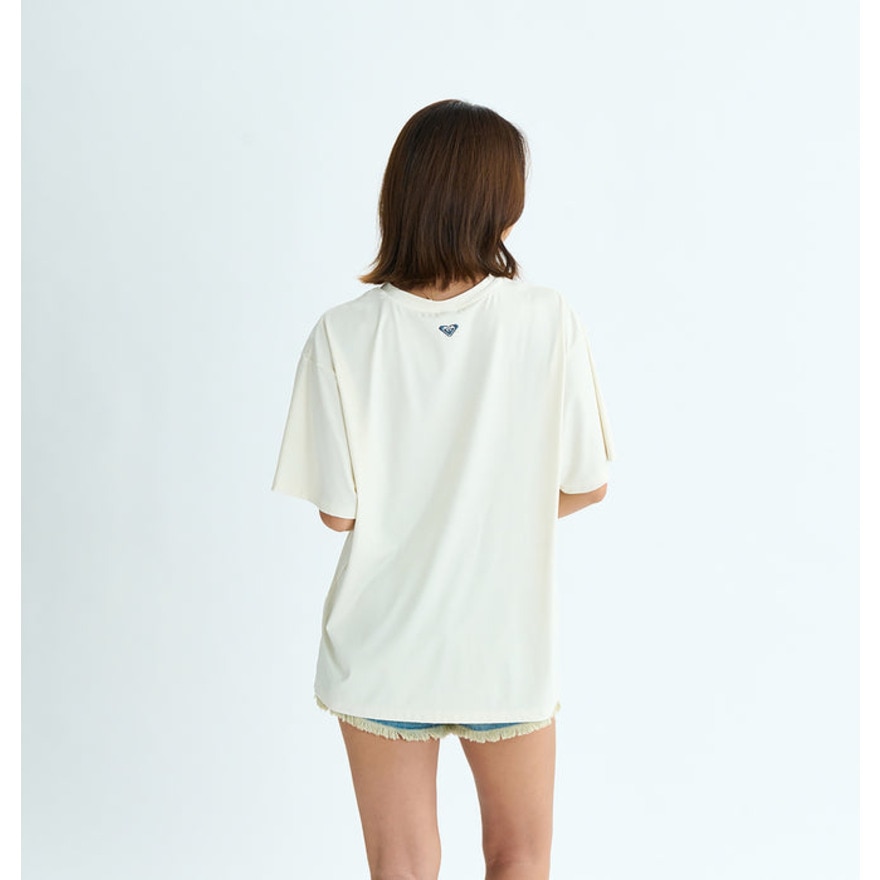 ロキシー（ROXY）（レディース）ラッシュガード 半袖Tシャツ SQUEEZE THE DAY ヴィンテージ風加工 25SURLY252019WHT