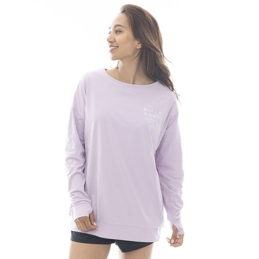 ビラボン（BILLABONG）（レディース）ラッシュガード 長袖 MORFY ロゴ 長袖 ボートネック Tシャツ BF013856 AMS