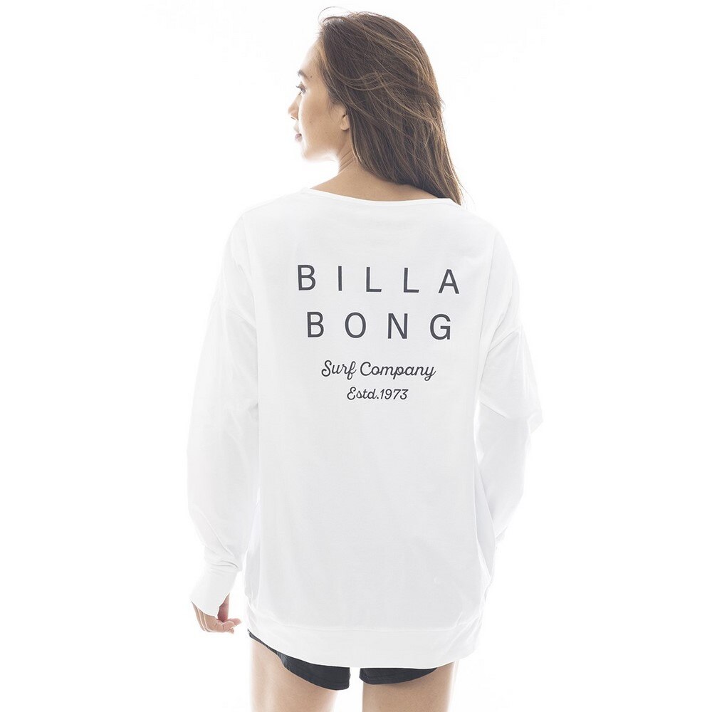 ビラボン（BILLABONG）（レディース）ラッシュガード 長袖 MORFY ロゴ 長袖 ボートネック Tシャツ BF013856 WHT