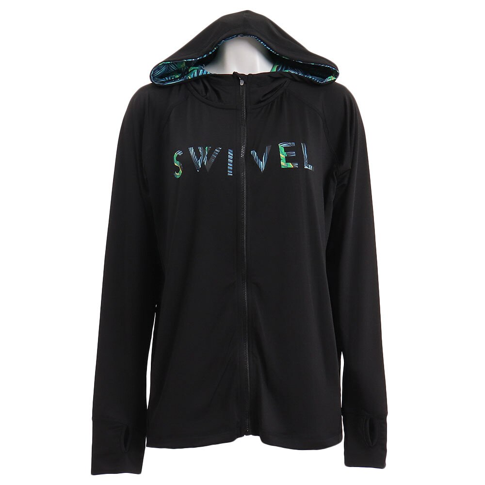  【多少の傷汚れありの為大奉仕】ラッシュガード レディース LONG SLV ジップ パーカー 582SW9CD2506 BLK