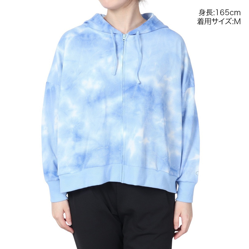 オーシャンパシフィック（Ocean Pacific）（レディース）UVカット 速乾 ワッフルジップ ラッシュガード パーカー 522488BLU ブルー タイダイ