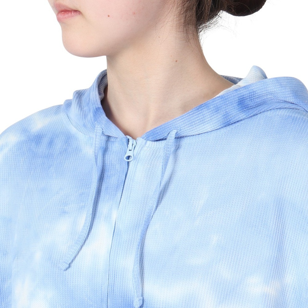 オーシャンパシフィック（Ocean Pacific）（レディース）UVカット 速乾 ワッフルジップ ラッシュガード パーカー 522488BLU ブルー タイダイ