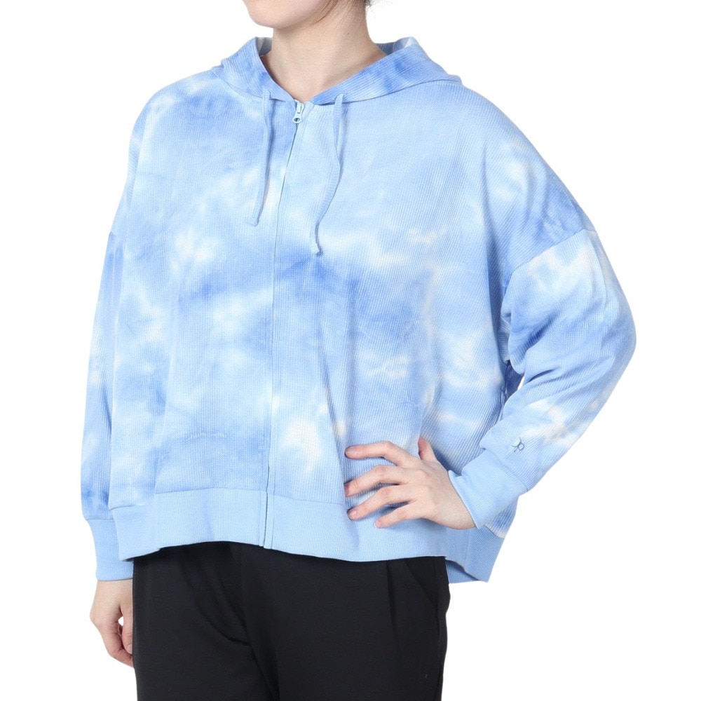 オーシャンパシフィック（Ocean Pacific）（レディース）UVカット 速乾 ワッフルジップ ラッシュガード パーカー 522488BLU ブルー タイダイ
